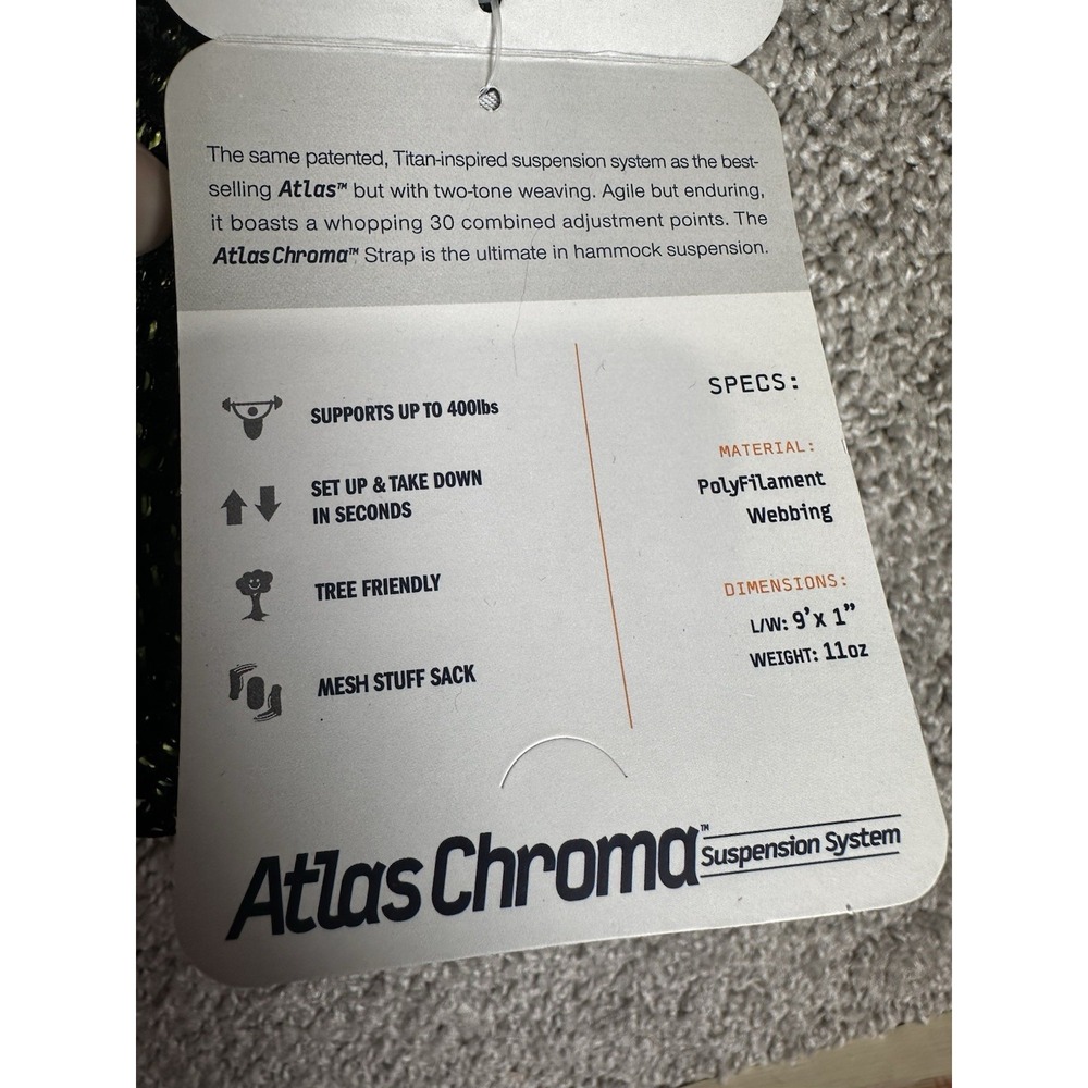 ENO Atlas Chroma Hammock Suspension Straps Tree Friendly 400lb New - Picture 5 of 7